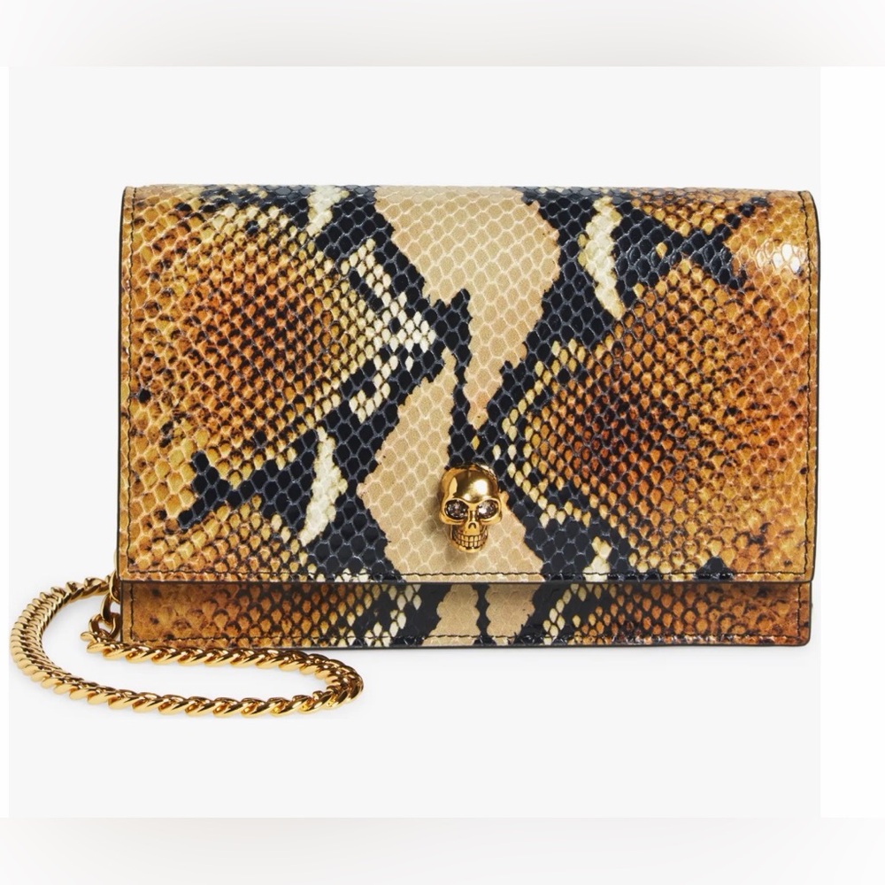 🐍Alexander McQueen🐍Small Skull Python Print Leather Shoulder Bag